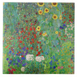 Gustav Klimt Boerderij tuin met zonnebloemen Tegeltje<br><div class="desc">Gustav Klimt Boerderij tuin met zonnebloemen  kunst nieuwe schilderijen</div>