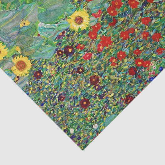 Gustav Klimt Boerderij tuin met zonnebloemen Tissuepapier (Detail)
