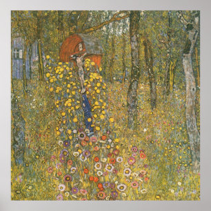 Gustav Klimt - Boerderijen tuin met kroonband Poster