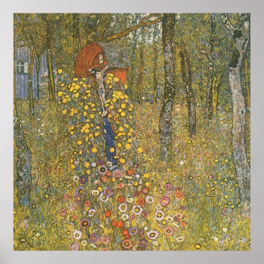 Gustav Klimt - Boerderijen tuin met kroonband Poster (Voorkant)