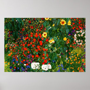 Gustav Klimt - Boerderijtuin met zonnebloemen Poster