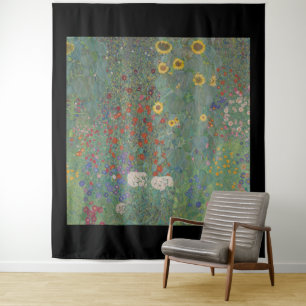 Gustav Klimt, Boerderijtuin met zonnebloemen Wandkleed