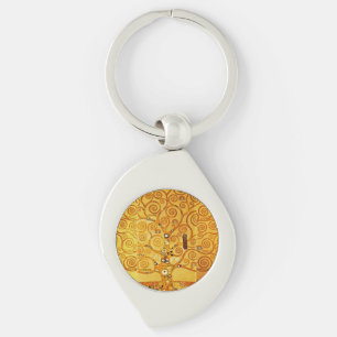 Gustav Klimt Boom des Levens: Art Nouveau Symbolis Sleutelhanger