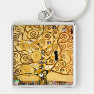Gustav Klimt Boom des Levens: Art Nouveau Symbolis Sleutelhanger