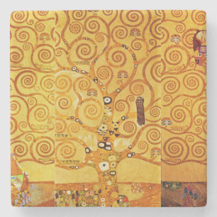 Gustav Klimt Boom des Levens: Art Nouveau Symbolis Stenen Onderzetter
