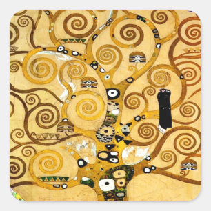 Gustav Klimt Boom des Levens: Art Nouveau Symbolis Vierkante Sticker