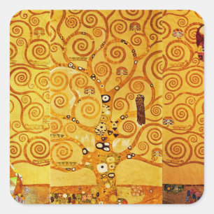 Gustav Klimt Boom des Levens: Art Nouveau Symbolis Vierkante Sticker