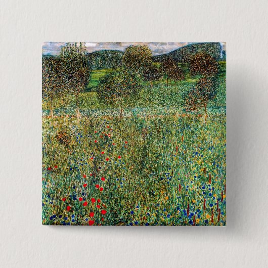 Gustav Klimt - Boomgaard Vierkante Button 5,1 Cm (Voorkant)