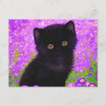 Gustav Klimt Cat Briefkaart<br><div class="desc">Briefkaart met een Gustav Klimt kat! Dit vloeiende kat zit in een groen veld van paarse bloemen. Een purr-fect cadeau voor kattenliefhebbers en Oostenrijkse kunstliefhebbers!</div>
