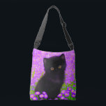 Gustav Klimt Cat Crossbody Tas<br><div class="desc">Crossbody Bag met een Gustav Klimt kat! Dit vloeiende kat zit in een groen veld van paarse bloemen. Een purr-fect cadeau voor kattenliefhebbers en Oostenrijkse kunstliefhebbers!</div>