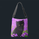 Gustav Klimt Cat Crossbody Tas<br><div class="desc">Crossbody Bag met een Gustav Klimt kat! Dit vloeiende kat zit in een groen veld van paarse bloemen. Een purr-fect cadeau voor kattenliefhebbers en Oostenrijkse kunstliefhebbers!</div>