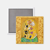 Gustav Klimt Cat Kiss goud spoof magnet (Voorkant / Achterkant)