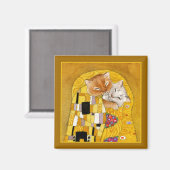 Gustav Klimt Cat Kiss spoof magnet (Voorkant / Achterkant)