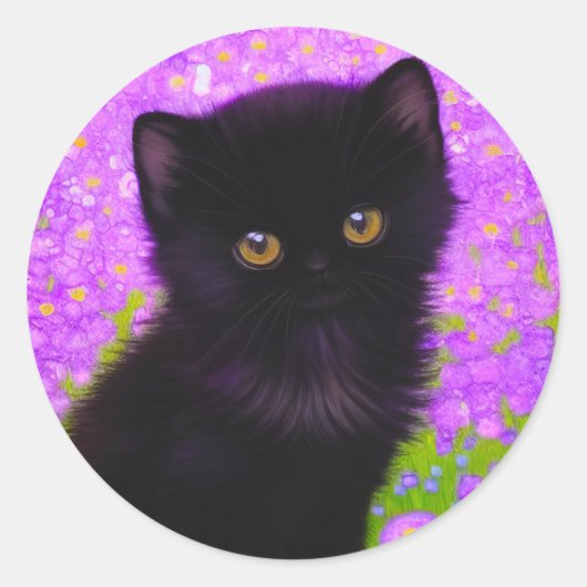 Gustav Klimt Cat Ronde Sticker (Voorkant)