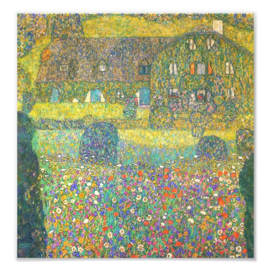 Gustav Klimt Country House van de Attersee Foto Afdruk (Voorkant)