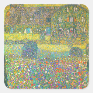 Gustav Klimt Country House van de Attersee Vierkante Sticker