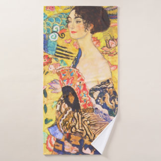 Gustav Klimt Dame Met Fan art nouveau Bad Handdoek
