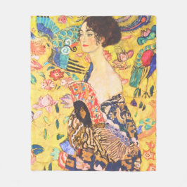 Gustav Klimt Dame Met Fan art nouveau Fleece Deken
