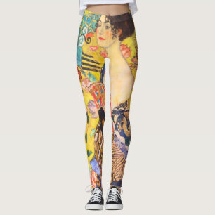 Gustav Klimt Dame Met Fan  art nouveau Leggings