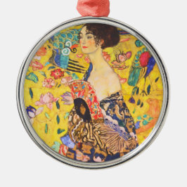 Gustav Klimt Dame Met Fan art nouveau Metalen Ornament