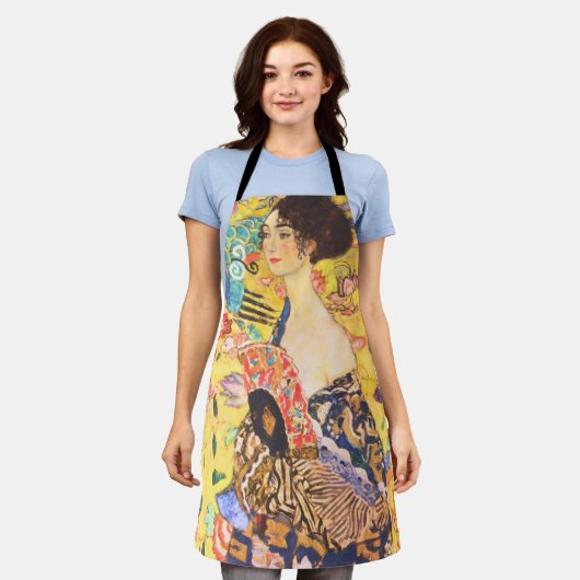 Gustav Klimt Dame Met Fan  art nouveau Schort (Gedragen)