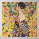 Gustav Klimt - dame met ventilator Poster (Voorkant)