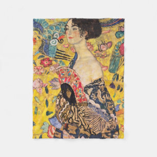 Gustav Klimt - Dame met waaier Fleece Deken