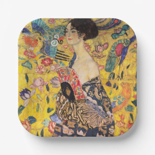 Gustav Klimt - Dame met waaier Papieren Bordje