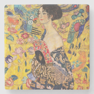Gustav Klimt - Dame met waaier Stenen Onderzetter