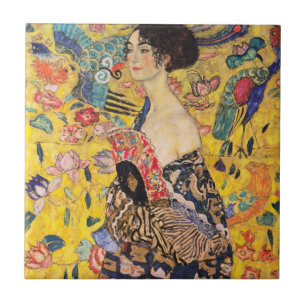 Gustav Klimt - Dame met waaier Tegeltje