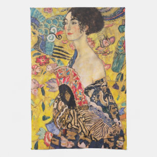 Gustav Klimt - Dame met waaier Theedoek