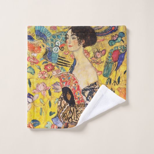 Gustav Klimt Dame met waaier Washandje (Wasdoekje)