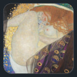 Gustav Klimt - Danae Vierkante Sticker<br><div class="desc">Danae - Gustav Klimt, olieverf op doek, 1907</div>