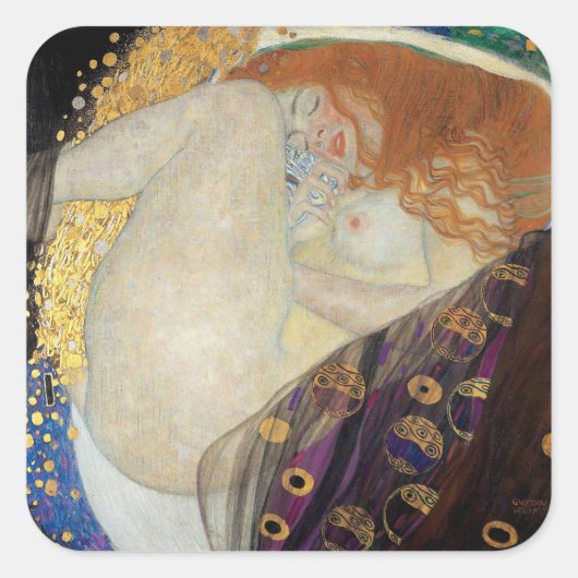 Gustav Klimt - Danae Vierkante Sticker (Voorkant)