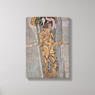 Gustav Klimt - De Beethoven fries-detail Canvas Afdruk