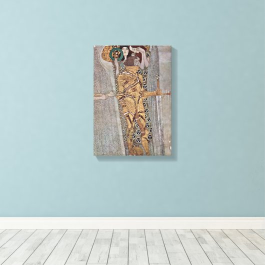 Gustav Klimt - De Beethoven fries muurschildering Canvas Afdruk (Insitu (Houten vloer))
