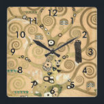Gustav Klimt - De boom van het leven, Stoclet Frie Vierkante Klok<br><div class="desc">The Tree of Life,  Stoclet Frieze,  centraal deel van het linkerpaneel - Gustav Klimt,  karton,  1909</div>