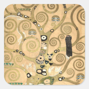 Gustav Klimt - De boom van het leven, Stoclet Frie Vierkante Sticker