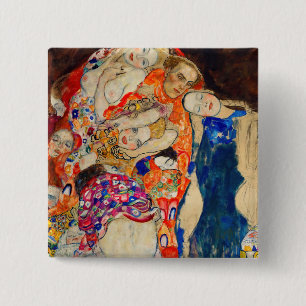 Gustav Klimt - De Bruid (onafgewerkt) Vierkante Button 5,1 Cm