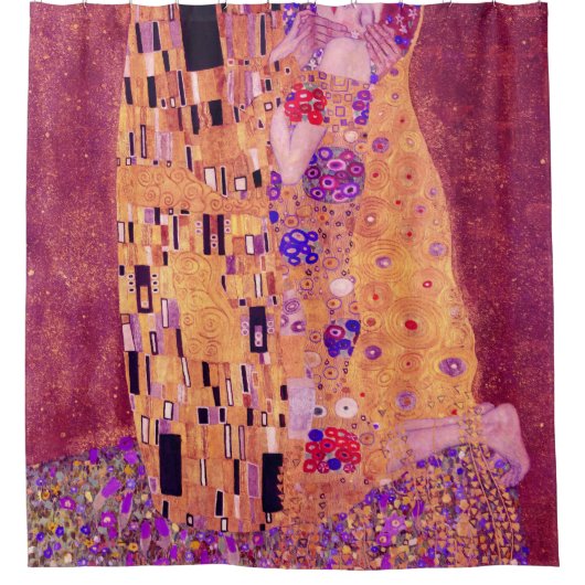 Gustav Klimt De Kiss Paars Douchegordijn (Voorkant)