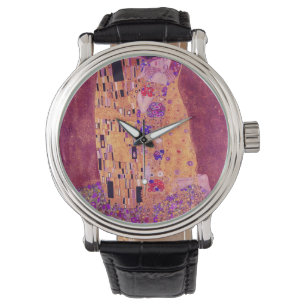 Gustav Klimt De Kiss Paars Horloge