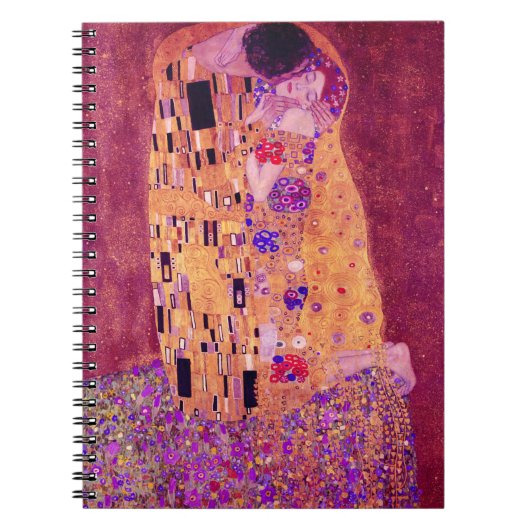 Gustav Klimt De Kiss Paars Notitieboek (Voorkant)