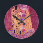 Gustav Klimt De Kiss Paars Ronde Klok<br><div class="desc">Gustav Klimt De Kiss Paars</div>