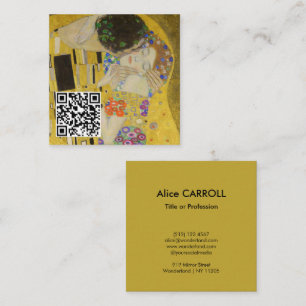 Gustav Klimt - De Kiss - QR-code Vierkante Visitekaartje