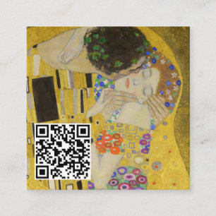 Gustav Klimt - De Kiss - QR-code Vierkante Visitekaartje