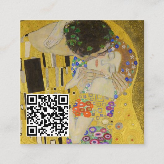 Gustav Klimt - De Kiss - QR-code Vierkante Visitekaartje (Voorkant)