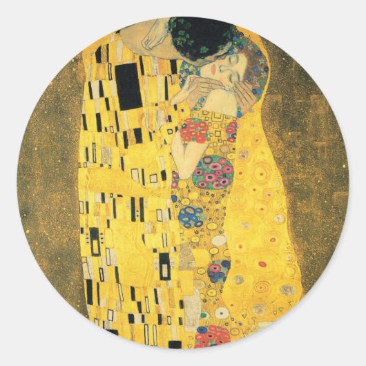 GUSTAV KLIMT "DE KISS" ROND ENVELOPE SEAL RONDE STICKER (Voorkant)