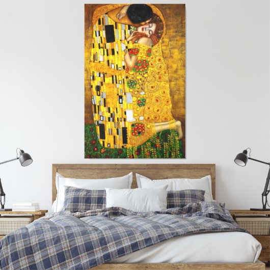 Gustav Klimt De Kus (1907-1908) Canvas Afdruk (Insitu (Slaapkamer))