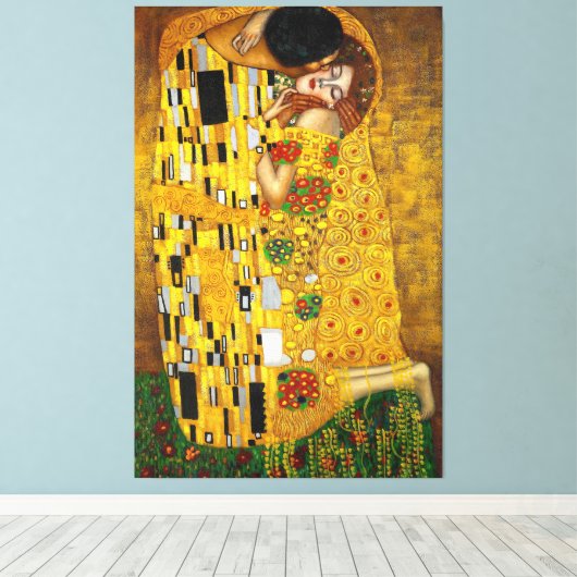 Gustav Klimt De Kus (1907-1908) Canvas Afdruk (Insitu (Houten vloer))