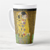 Gustav Klimt – De Kus – Aangepaste Tekst Latte Mok (Linkerhoek)